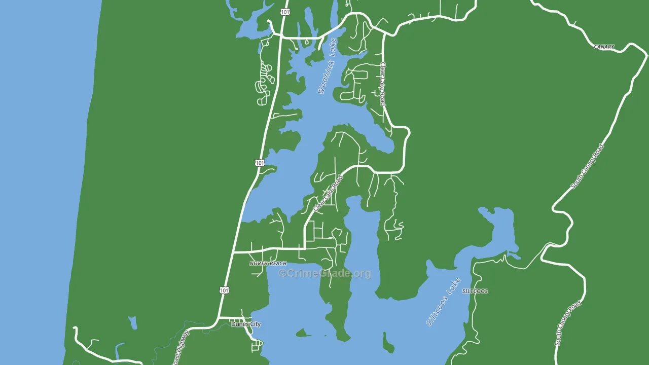 Dunes City, OR Map of Theft Rates