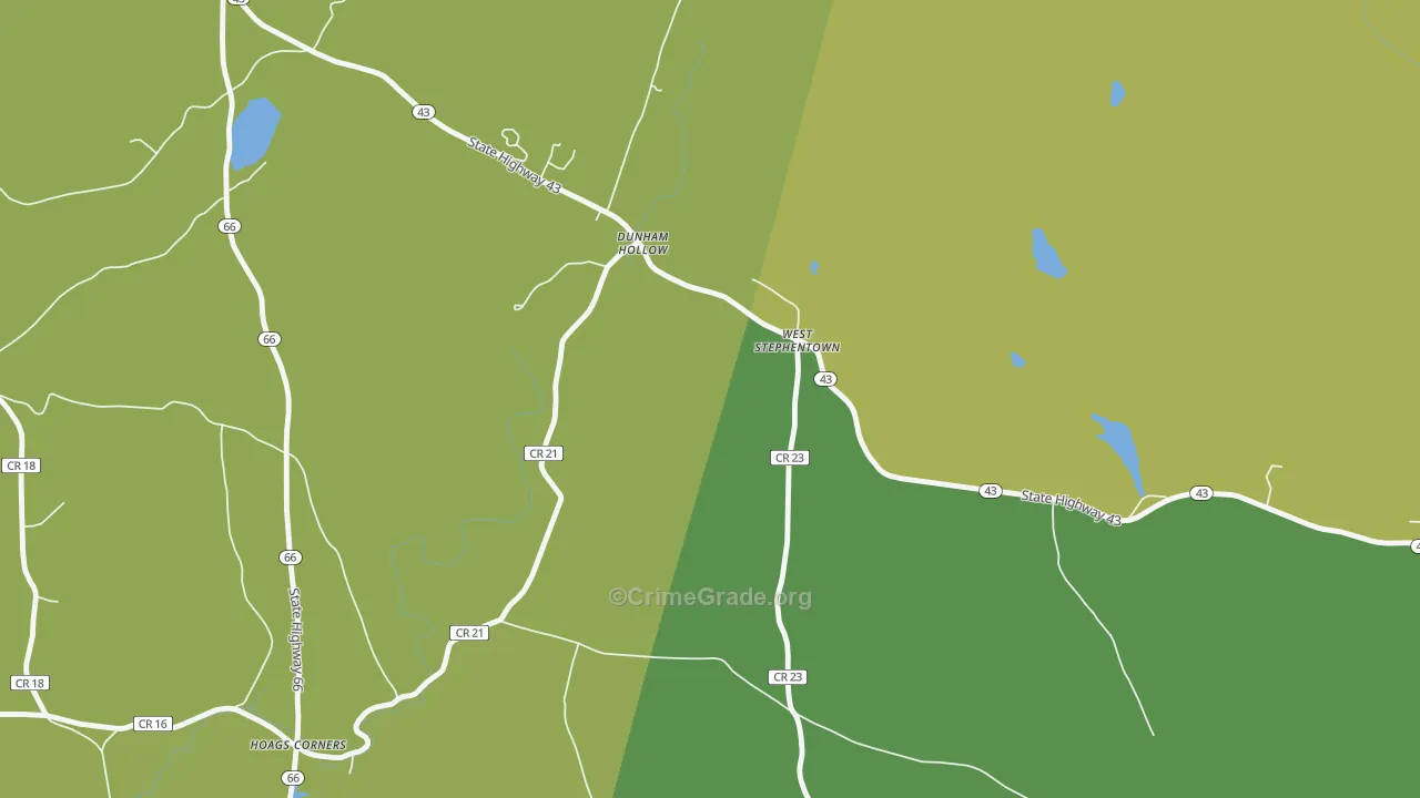 Dunham Hollow, NY Map of Theft Rates