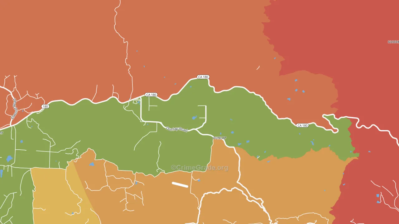 Dunlap, CA Map of Theft Rates