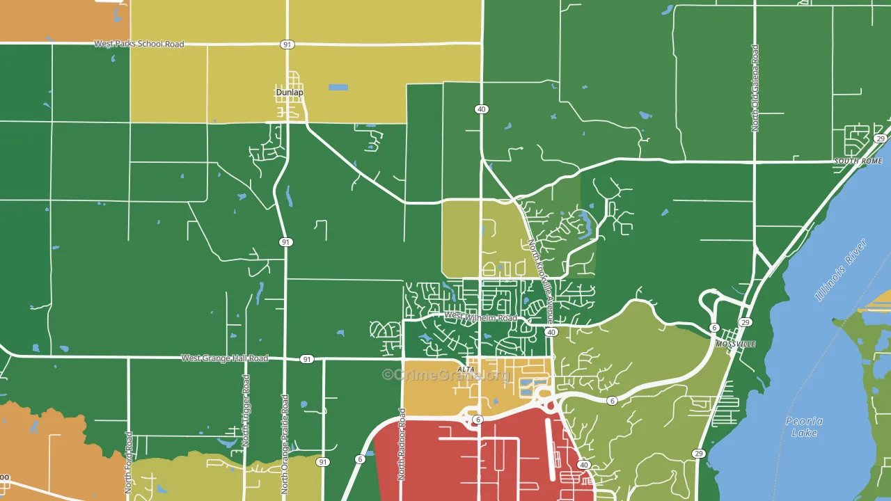 Dunlap, IL Map of Theft Rates