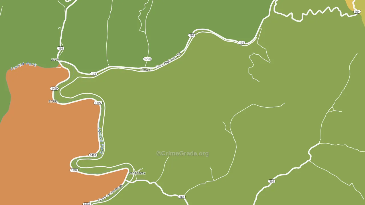 Dunlap, KY Map of Theft Rates