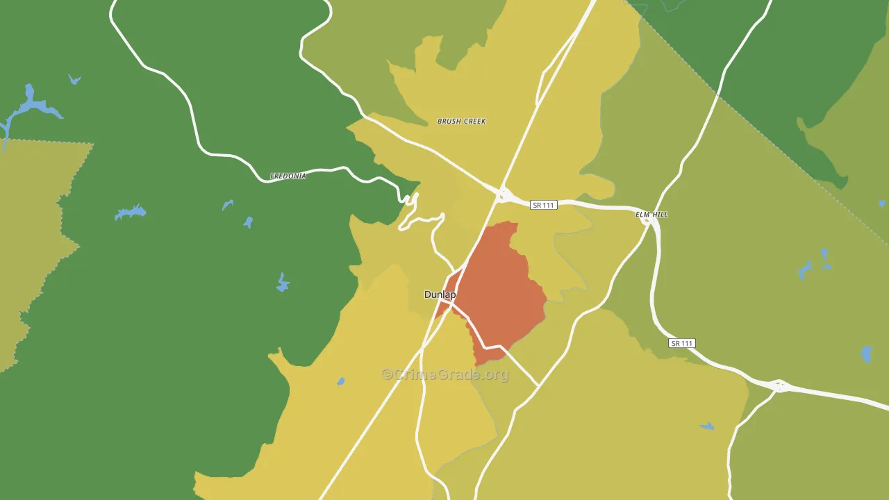 Dunlap, TN Map of Theft Rates