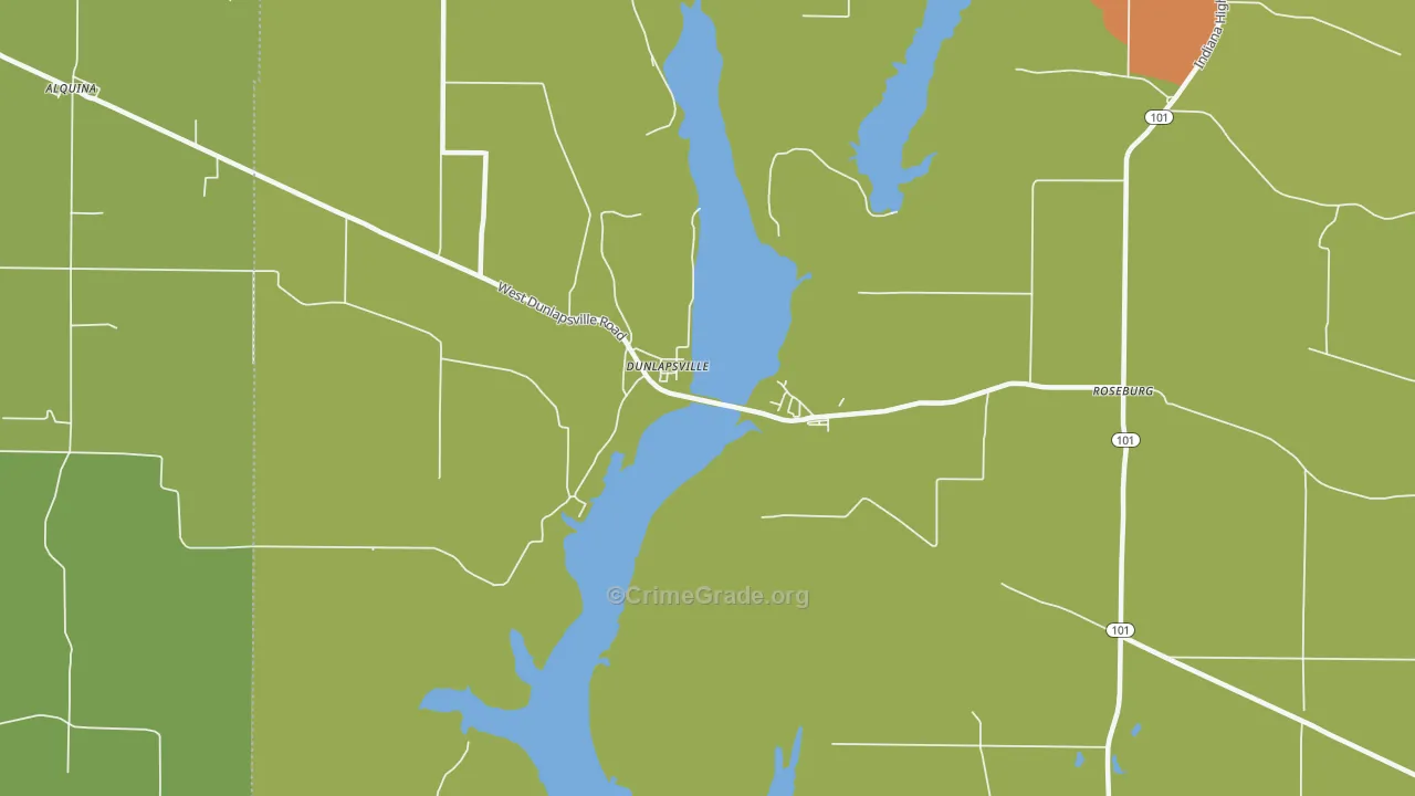 Dunlapsville, IN Map of Theft Rates