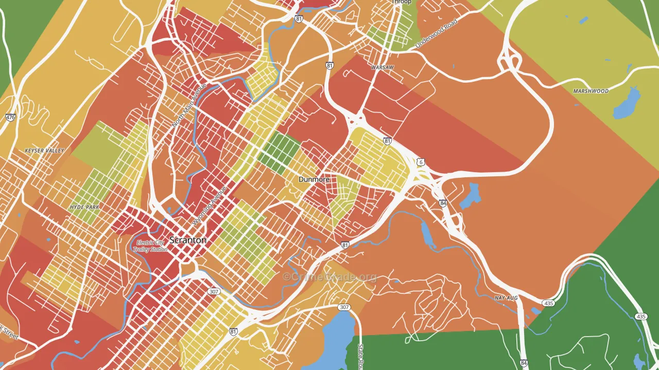 Dunmore, PA Map of Theft Rates