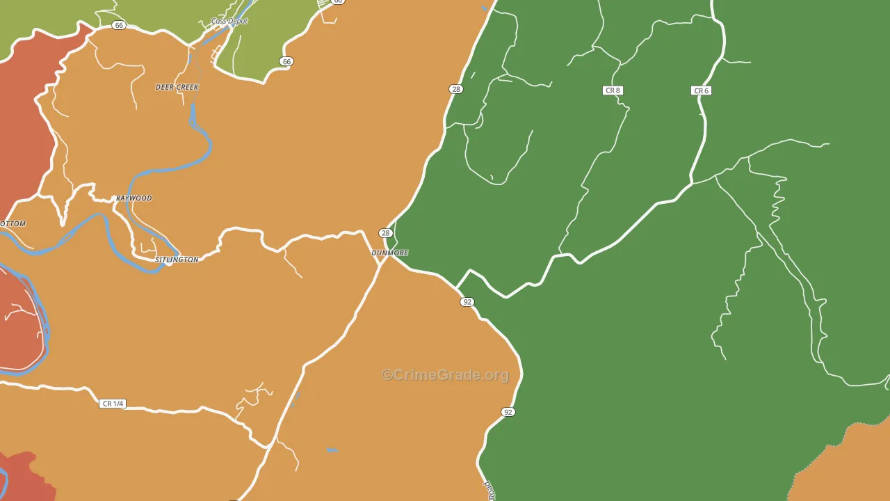 Dunmore, WV Map of Theft Rates