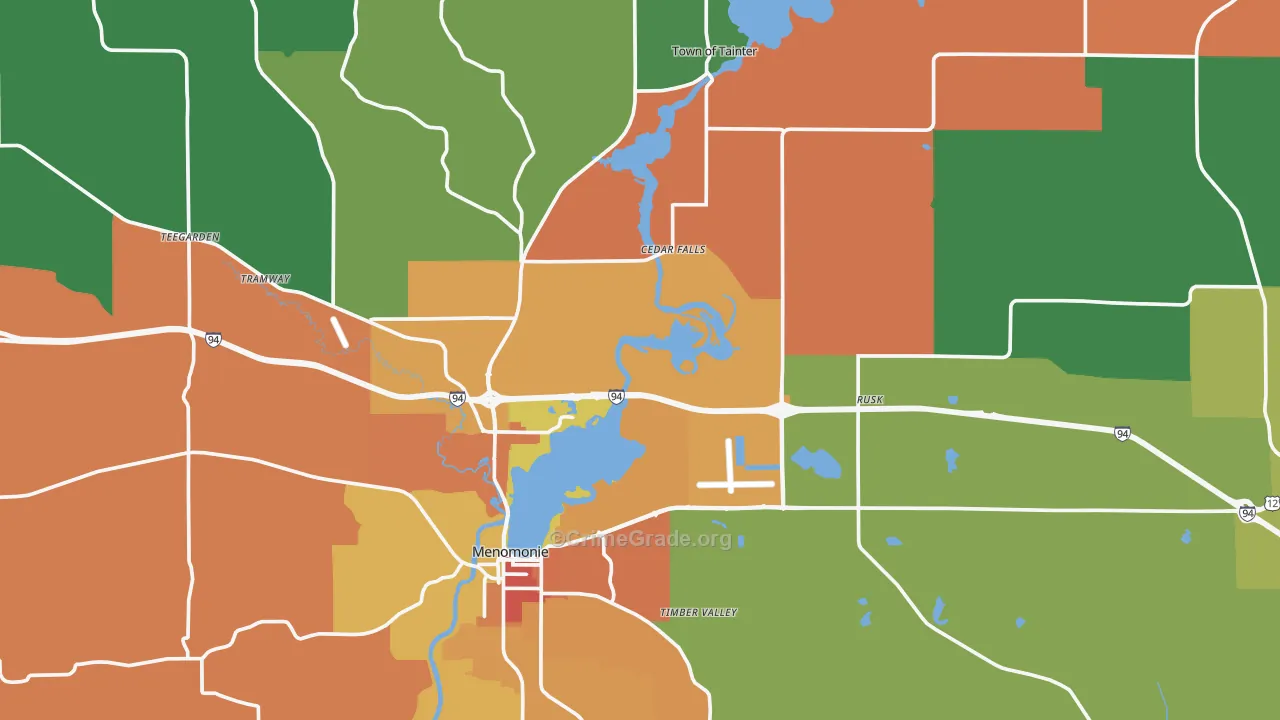 Dunn County, WI Map of Theft Rates