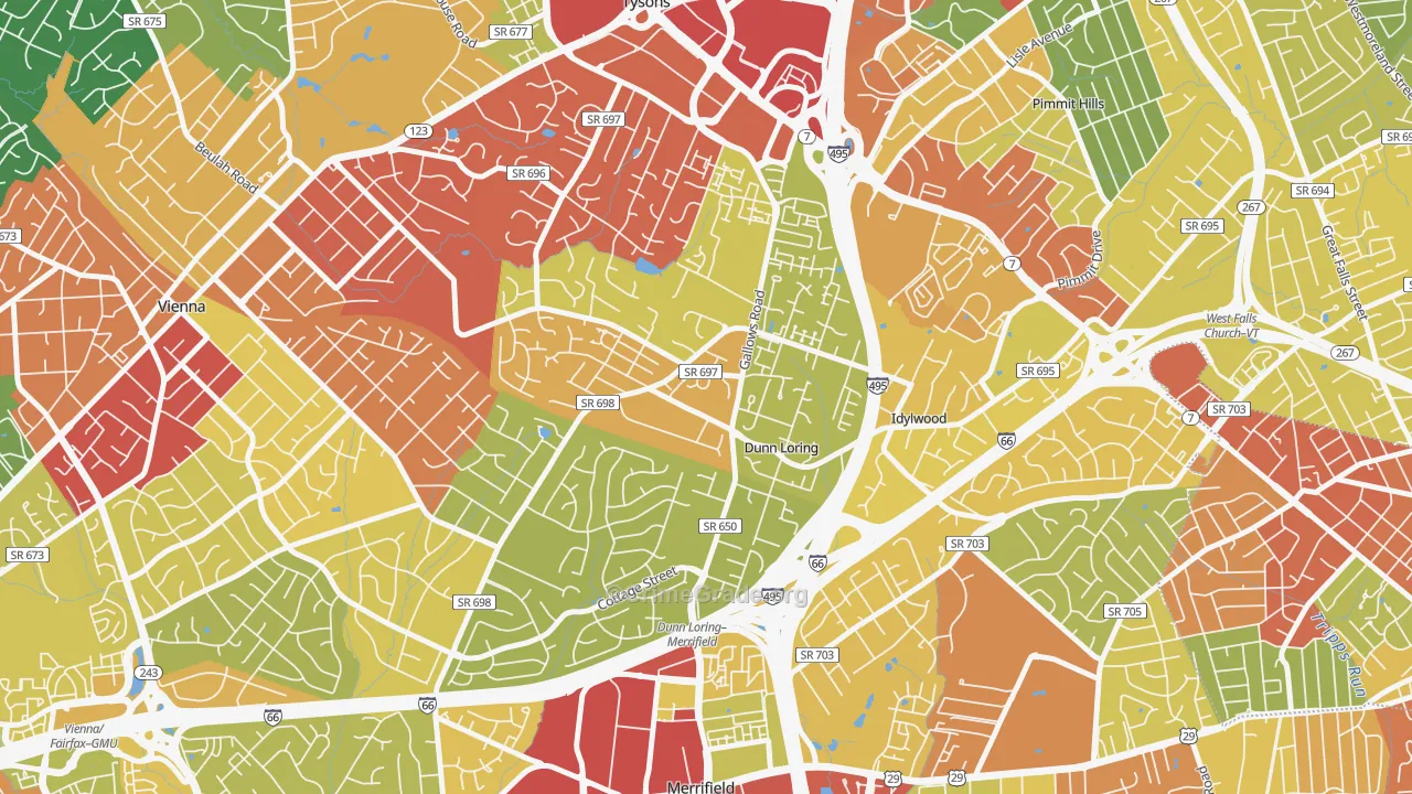 Dunn Loring, VA Map of Theft Rates