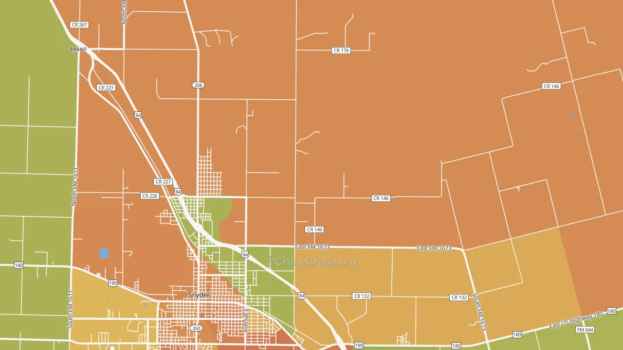 Dunn, TX Map of Theft Rates