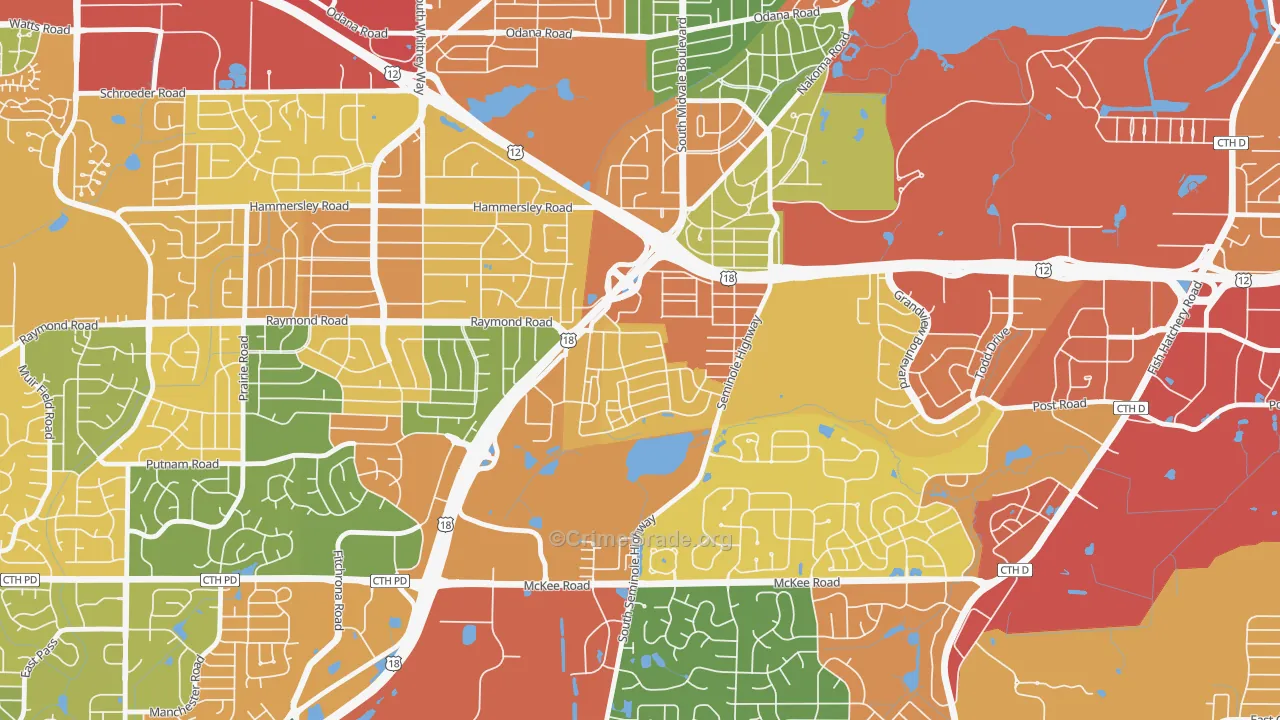 Dunn's Marsh, Madison, WI Map of Theft Rates