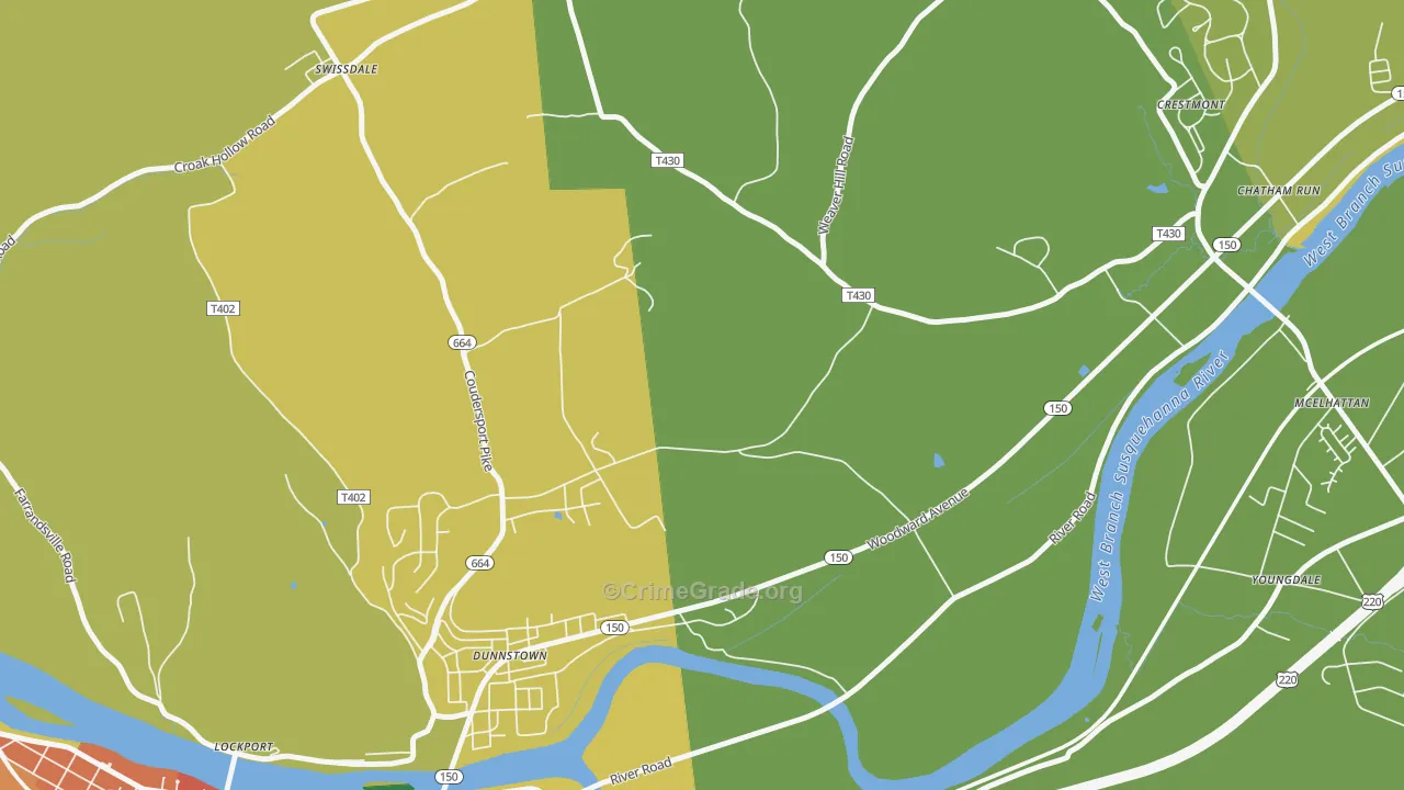 Dunnstown, PA Map of Theft Rates