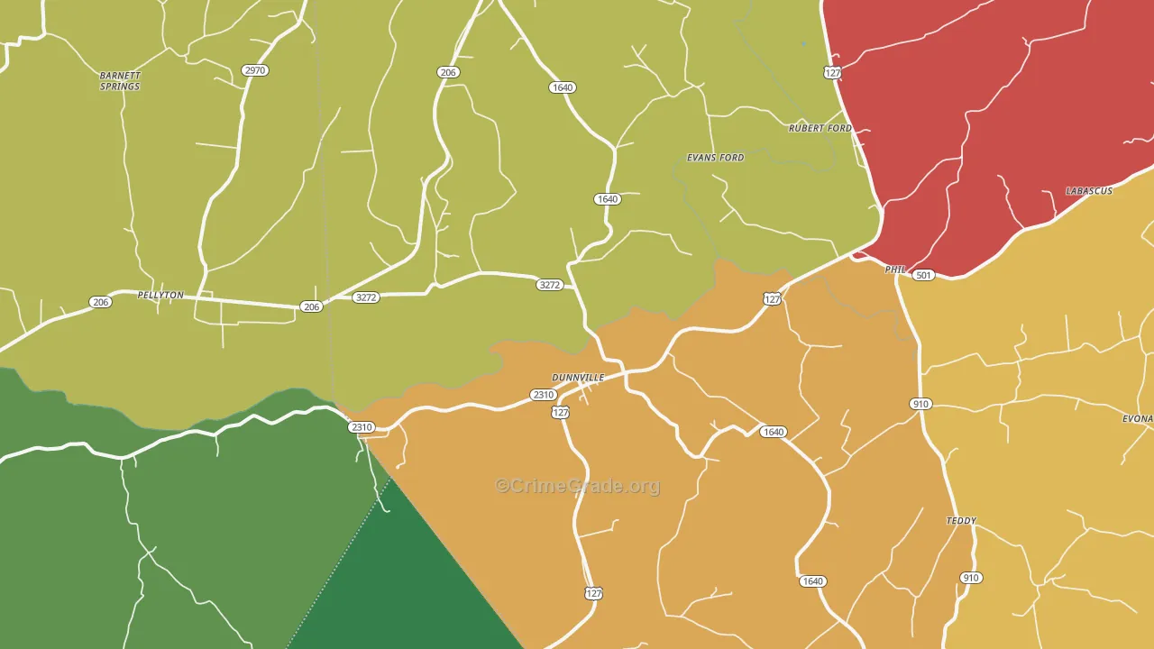 Dunnville, KY Map of Theft Rates