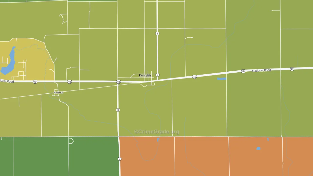 Dunreith, IN Map of Theft Rates