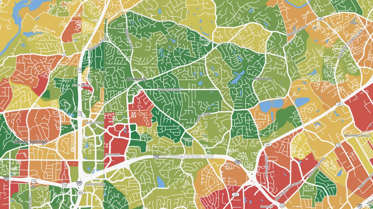 Dunwoody, GA Map of Theft Rates