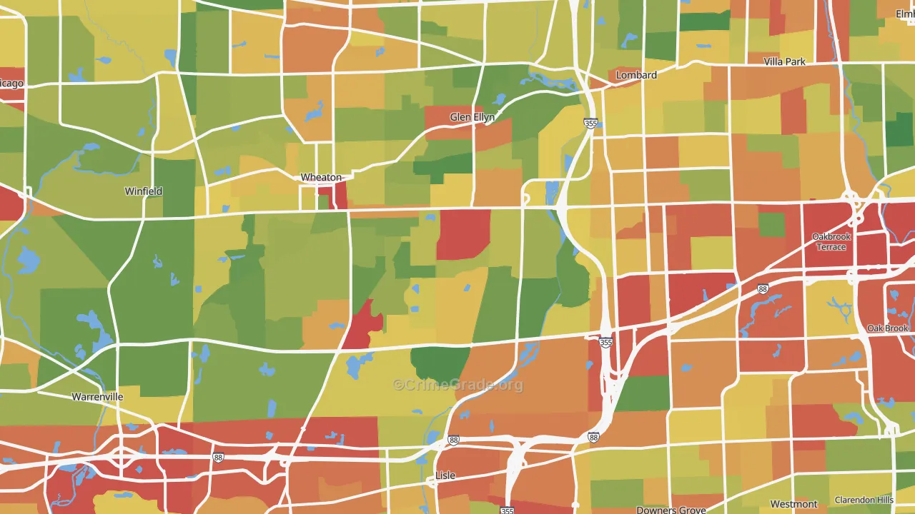 DuPage County, IL Map of Theft Rates
