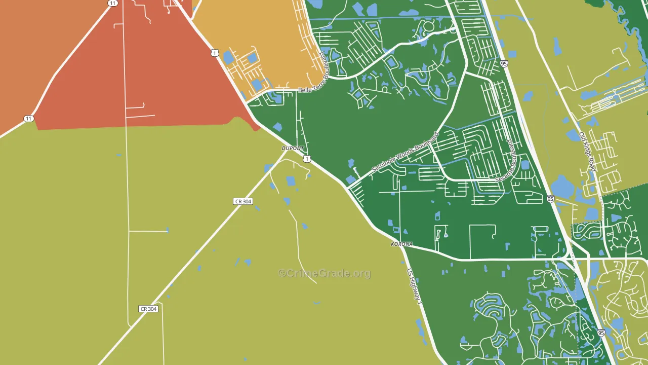 Dupont, FL Map of Theft Rates