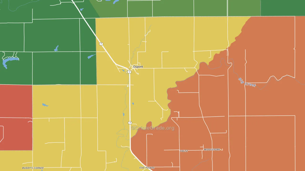 Dupont, IN Map of Theft Rates