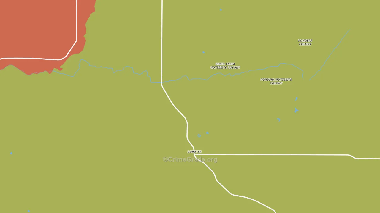 Dupuyer, MT Map of Theft Rates