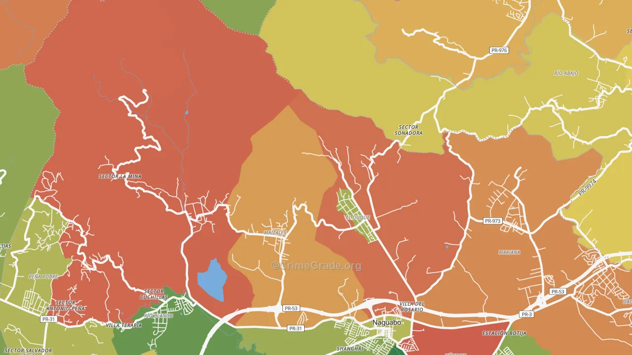 Duque, PR Map of Theft Rates