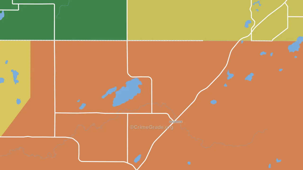 Duquette, MN Map of Theft Rates