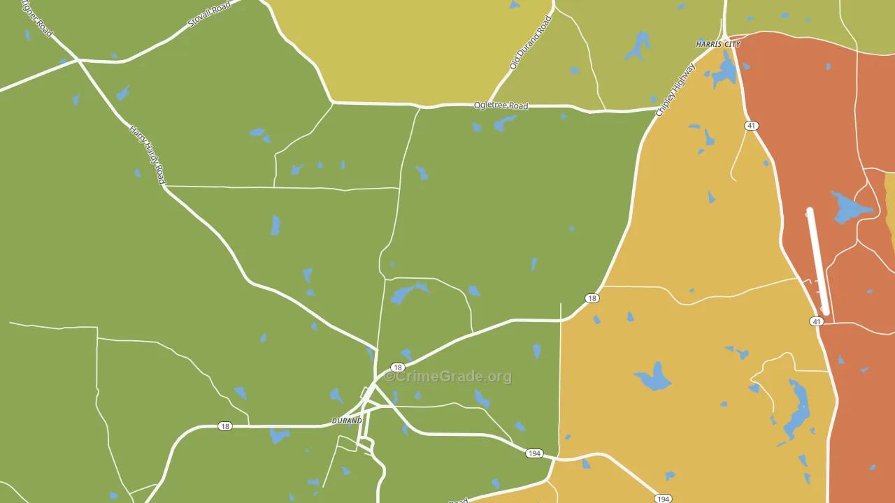 Durand, GA Map of Theft Rates