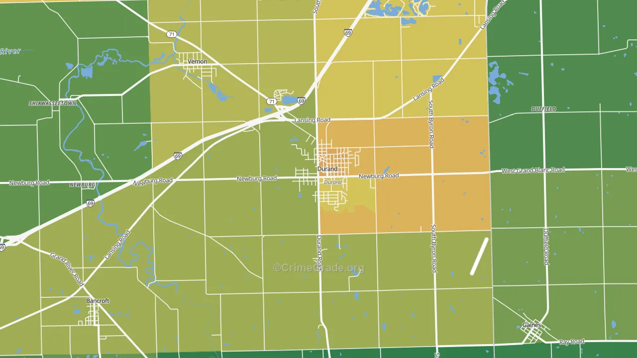 Durand, MI Map of Theft Rates