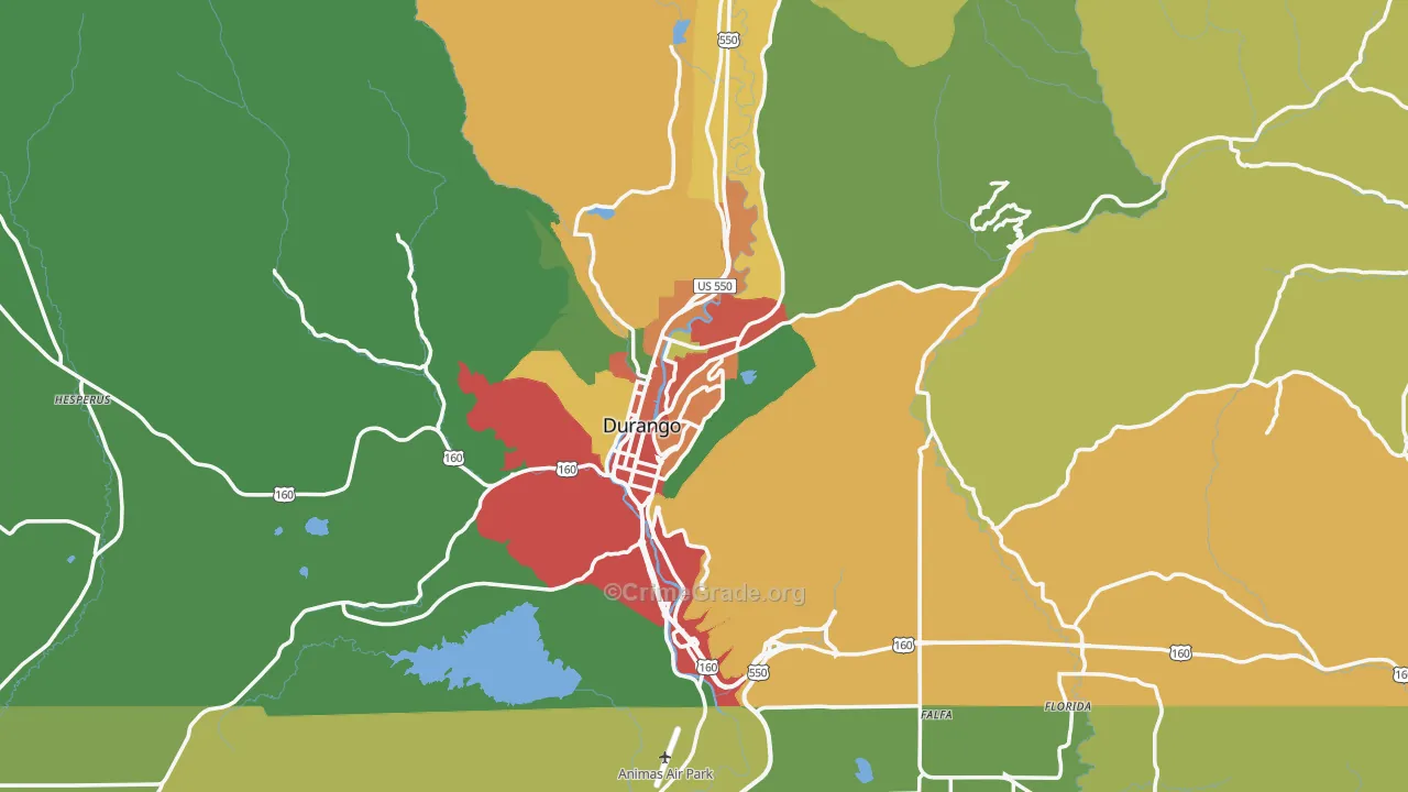Durango, CO Map of Theft Rates