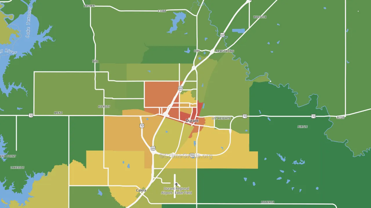 Durant, OK Map of Theft Rates