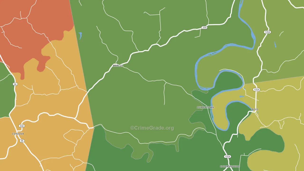 Durbintown, KY Map of Theft Rates