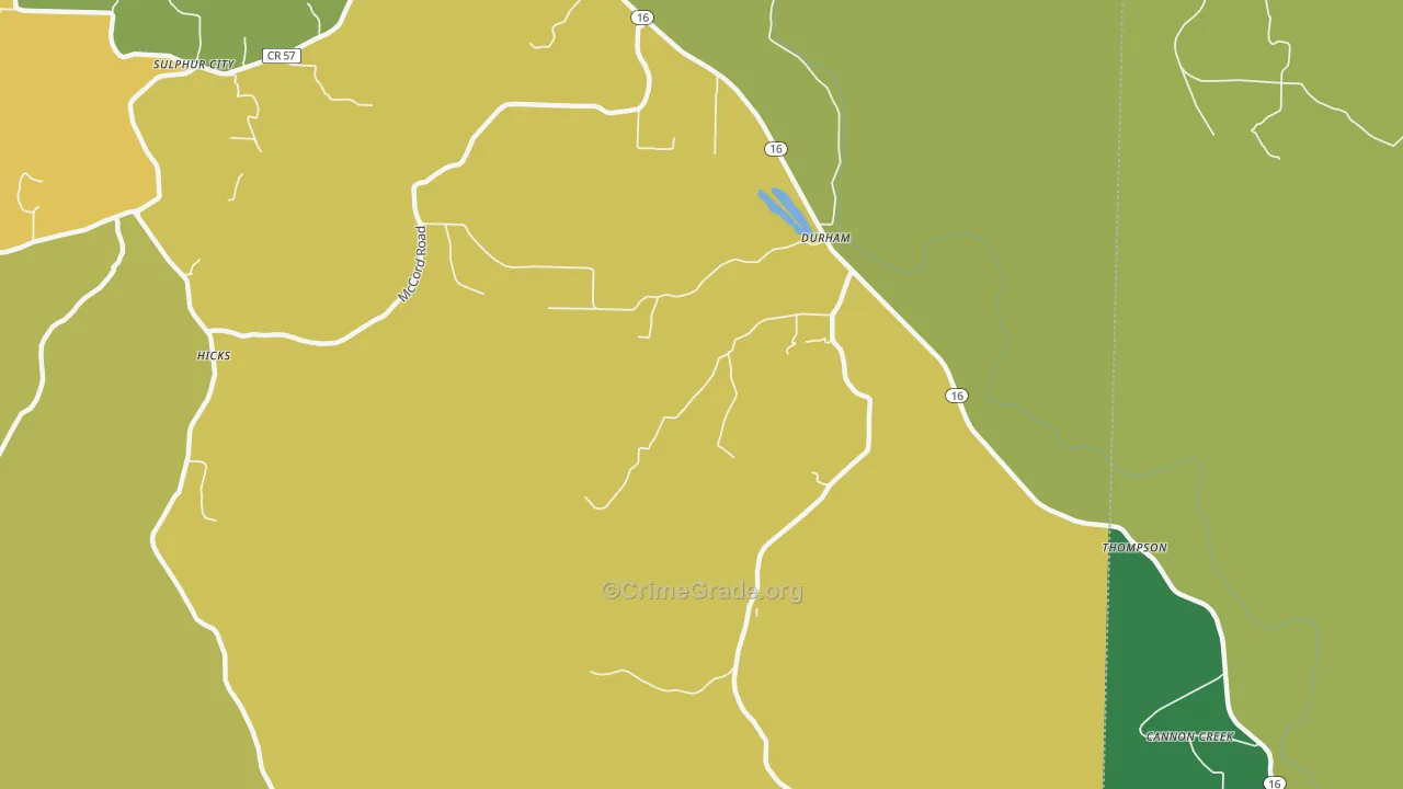 Durham, AR Map of Theft Rates