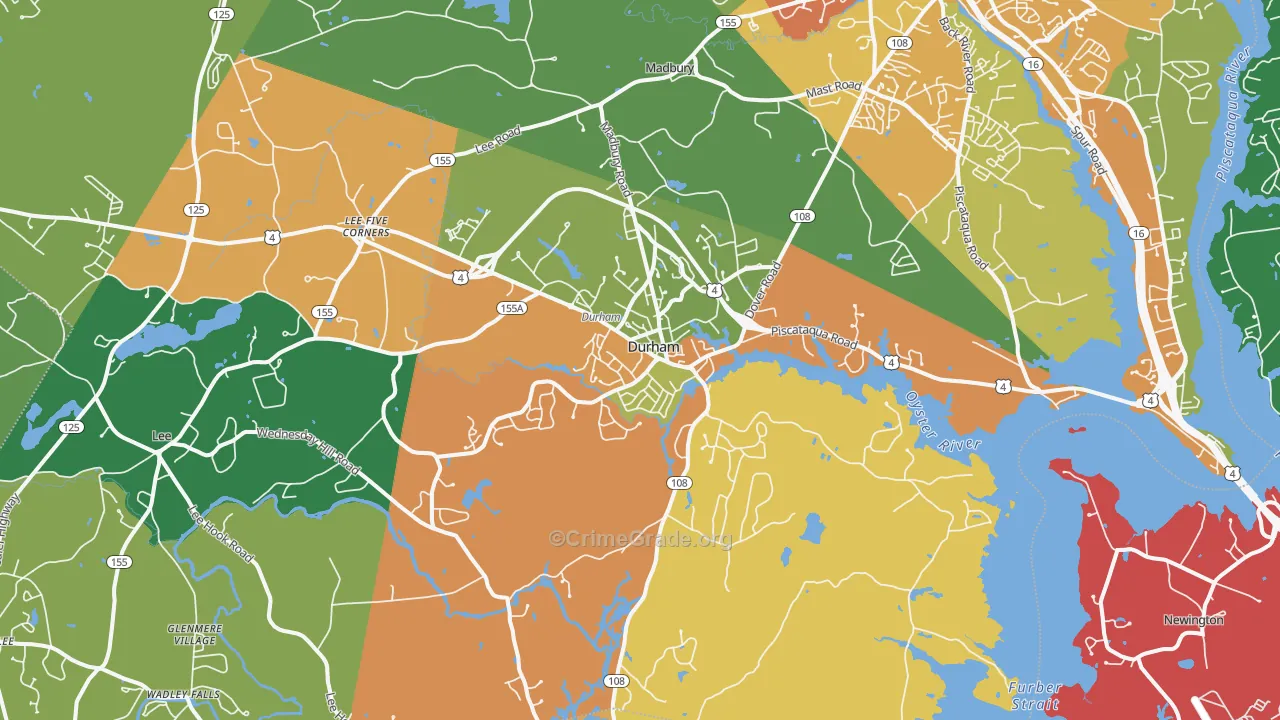 Durham, NH Map of Theft Rates