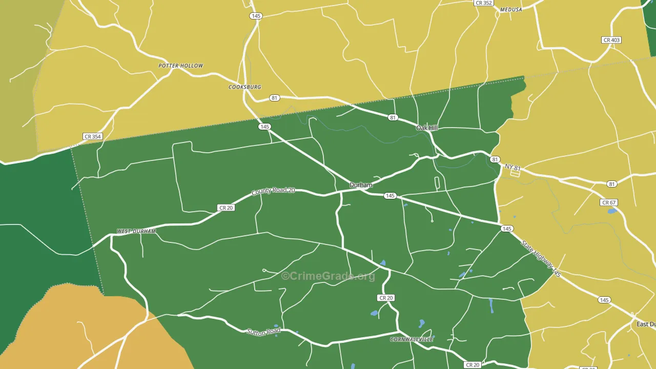 Durham, NY Map of Theft Rates
