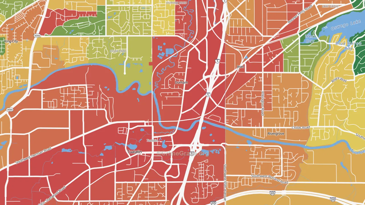 Durham, OR Map of Theft Rates