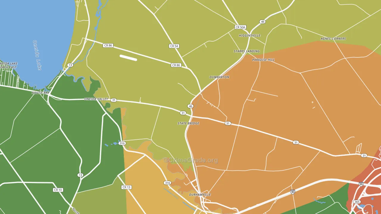 Durhamville, NY Map of Theft Rates
