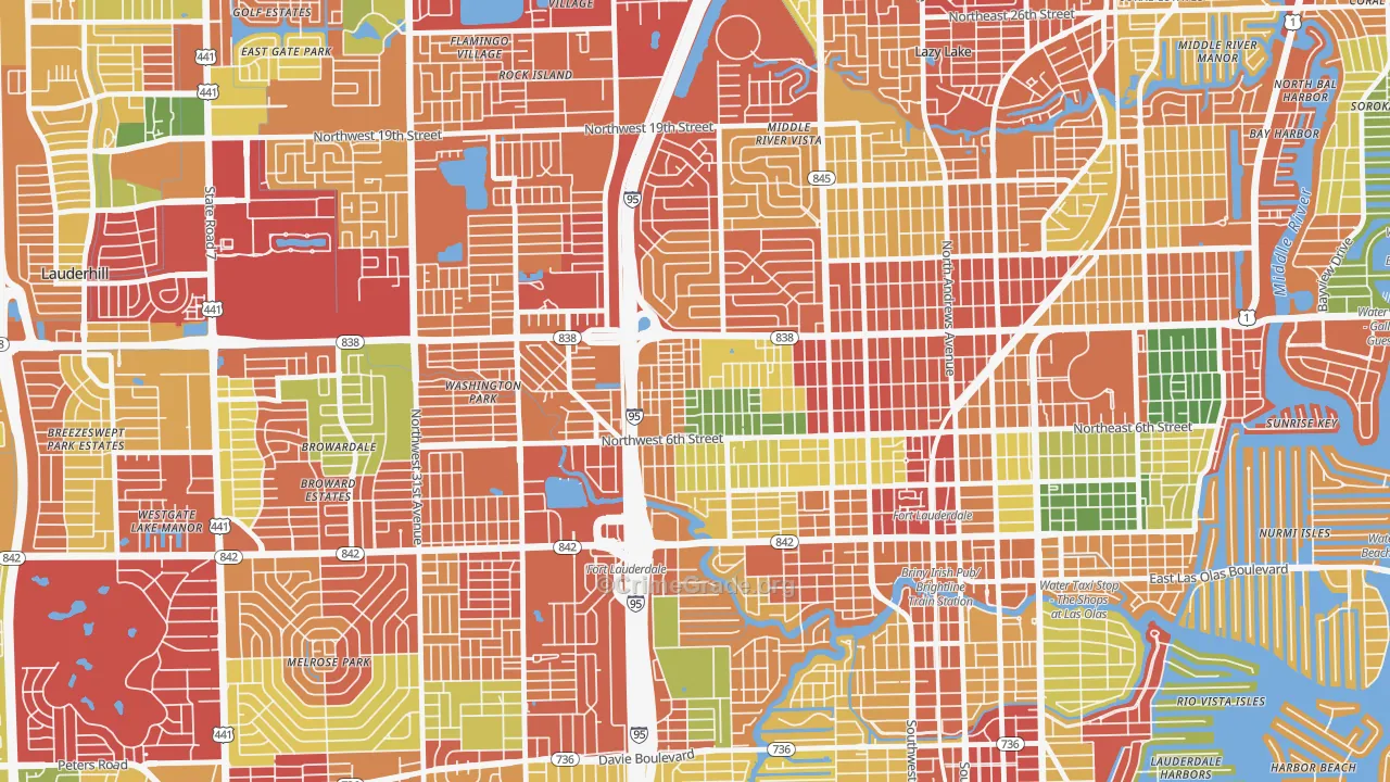 Durrs Homeowners, Fort Lauderdale, FL Map of Theft Rates