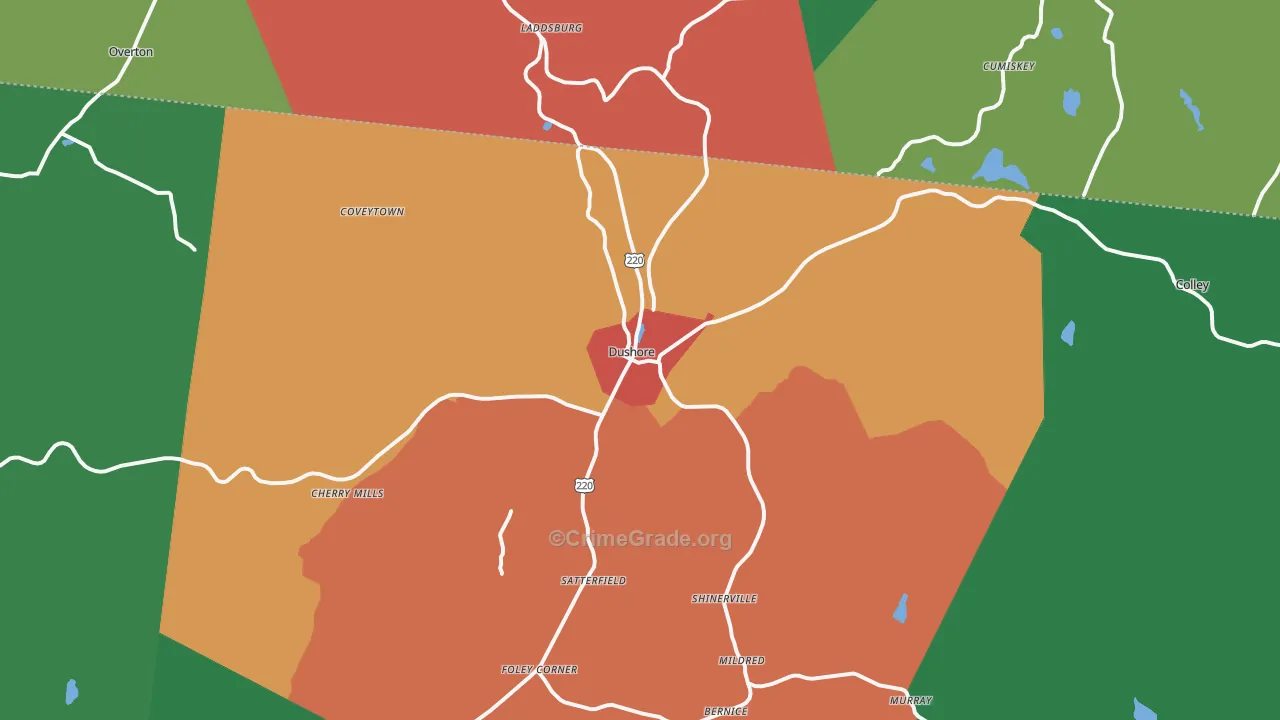 Dushore, PA Map of Theft Rates