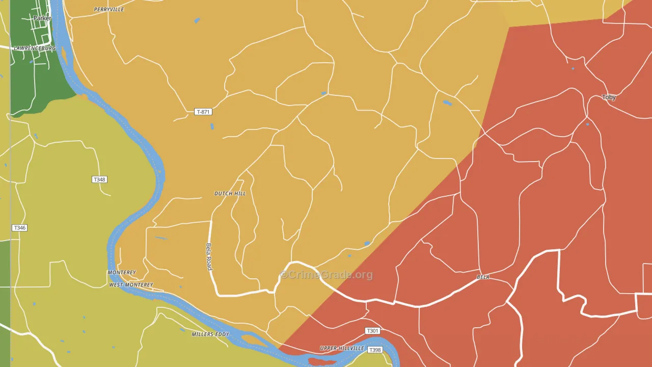 Dutch Hill, PA Map of Theft Rates