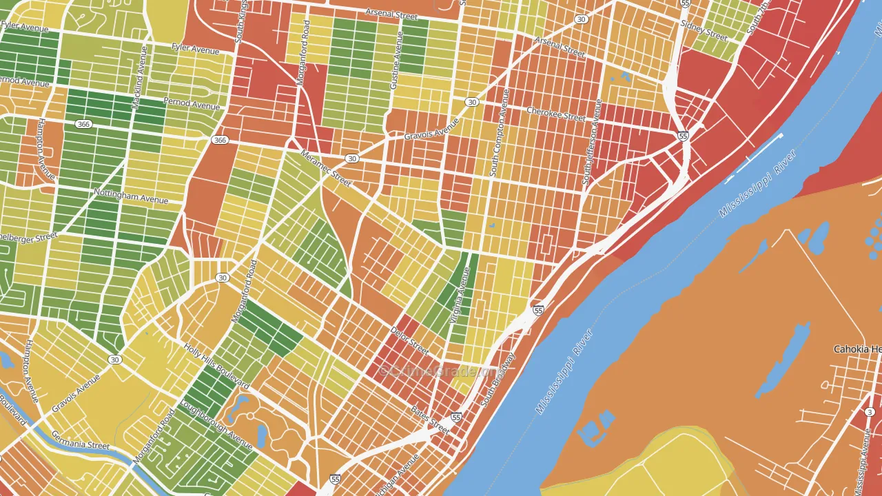 Dutchtown, St. Louis, MO Map of Theft Rates