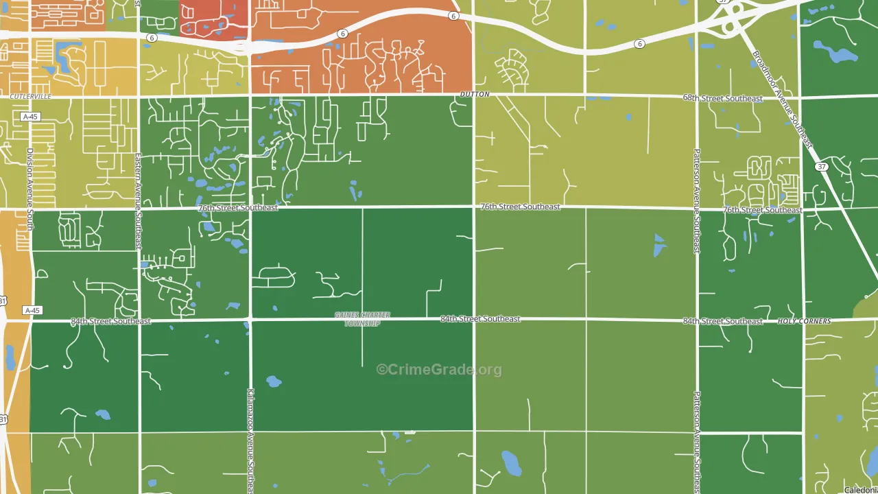 Dutton, MI Map of Theft Rates