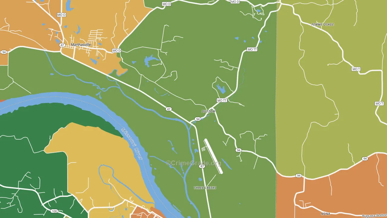 Dutzow, MO Map of Theft Rates