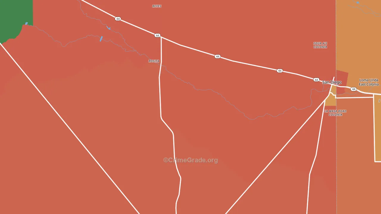 Duval County, TX Map of Theft Rates