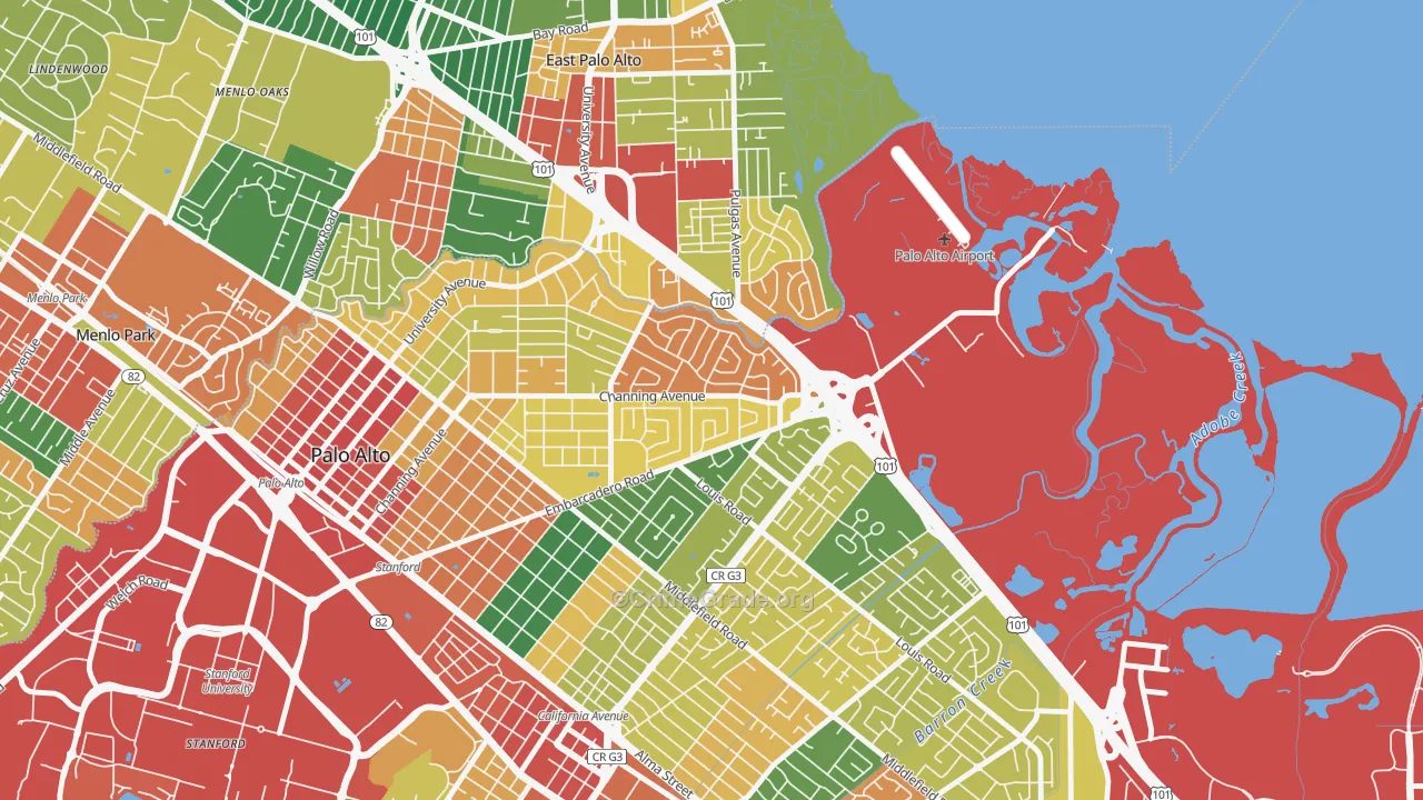 Duveneck-Saint Francis, Palo Alto, CA Map of Theft Rates