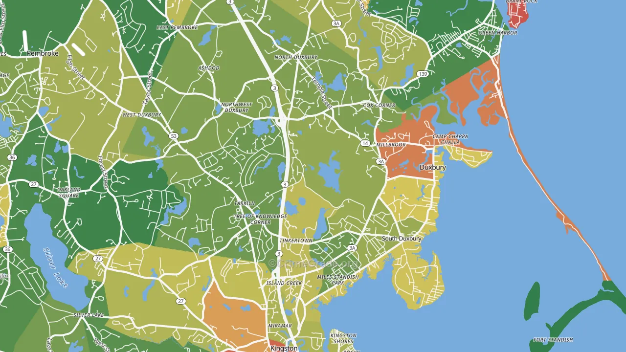 Duxbury, MA Map of Theft Rates