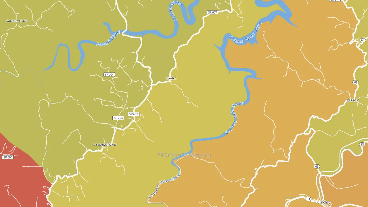 Dwale, VA Map of Theft Rates