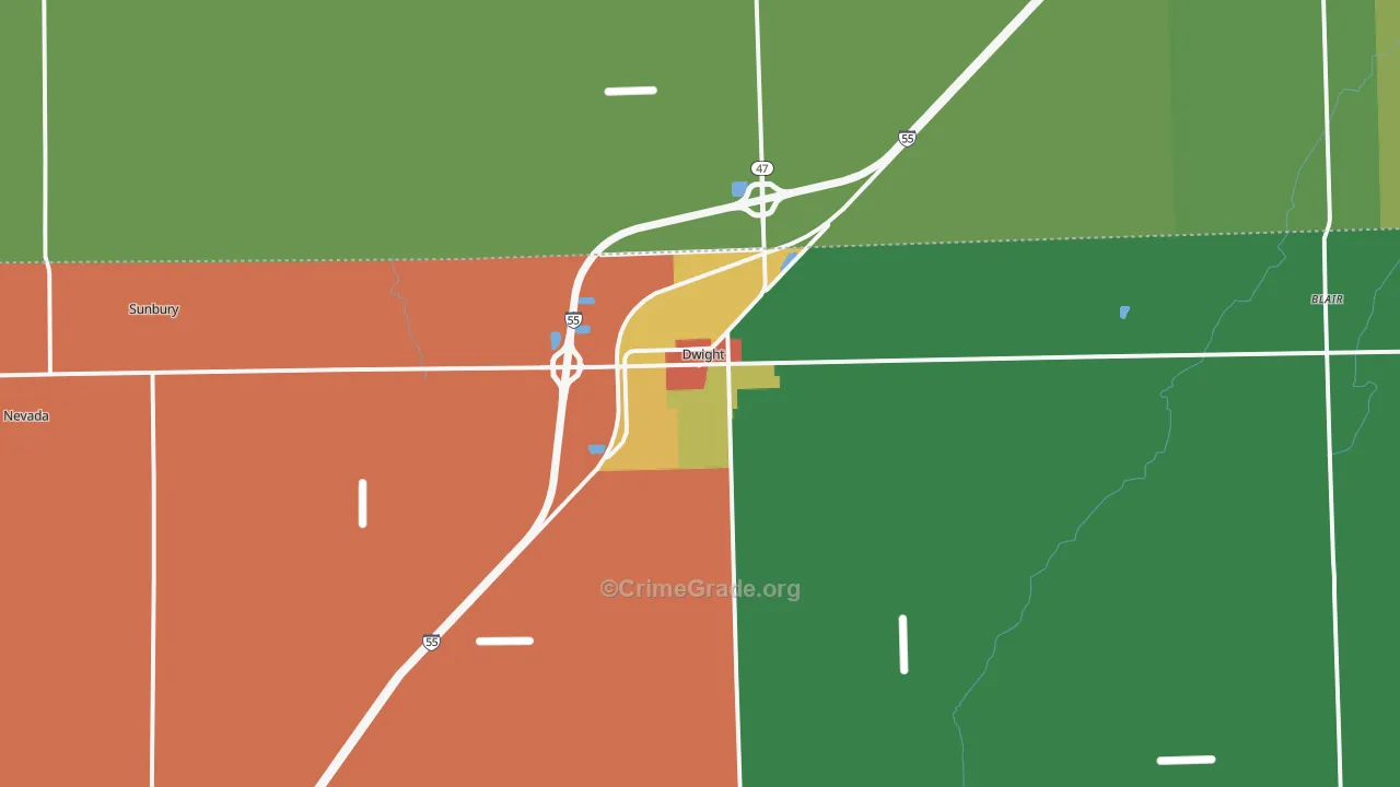 Dwight, IL Map of Theft Rates