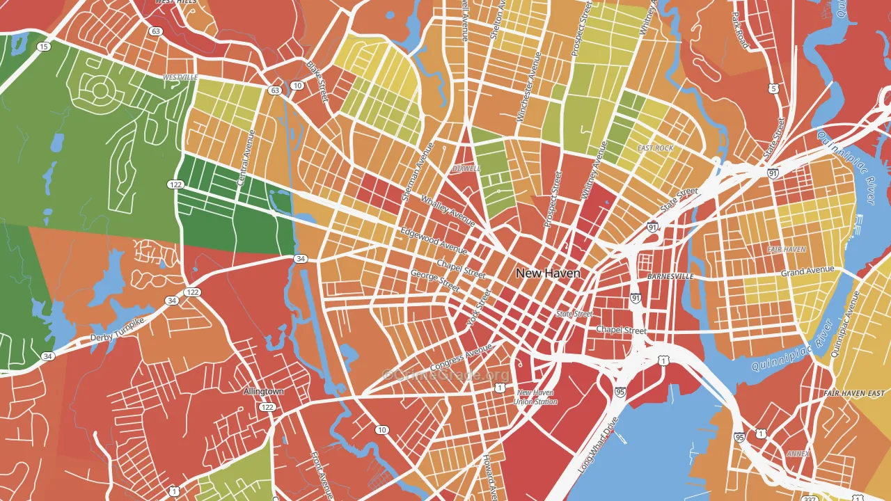Dwight, New Haven, CT Map of Theft Rates