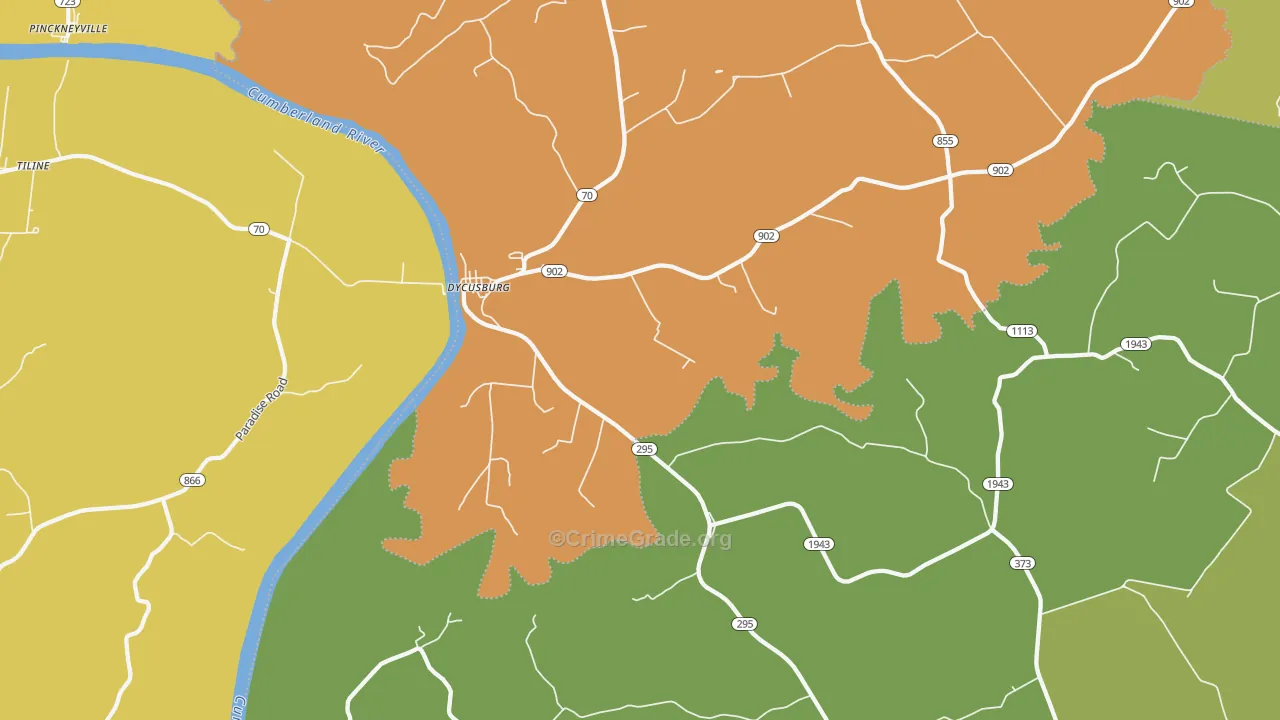 Dycusburg, KY Map of Theft Rates