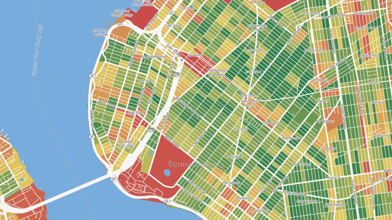 Dyker Heights, Brooklyn, NY Map of Theft Rates
