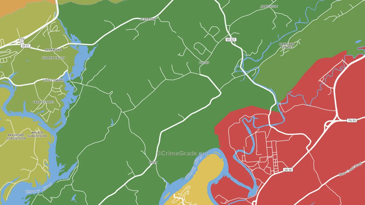 Dyllis, TN Map of Theft Rates
