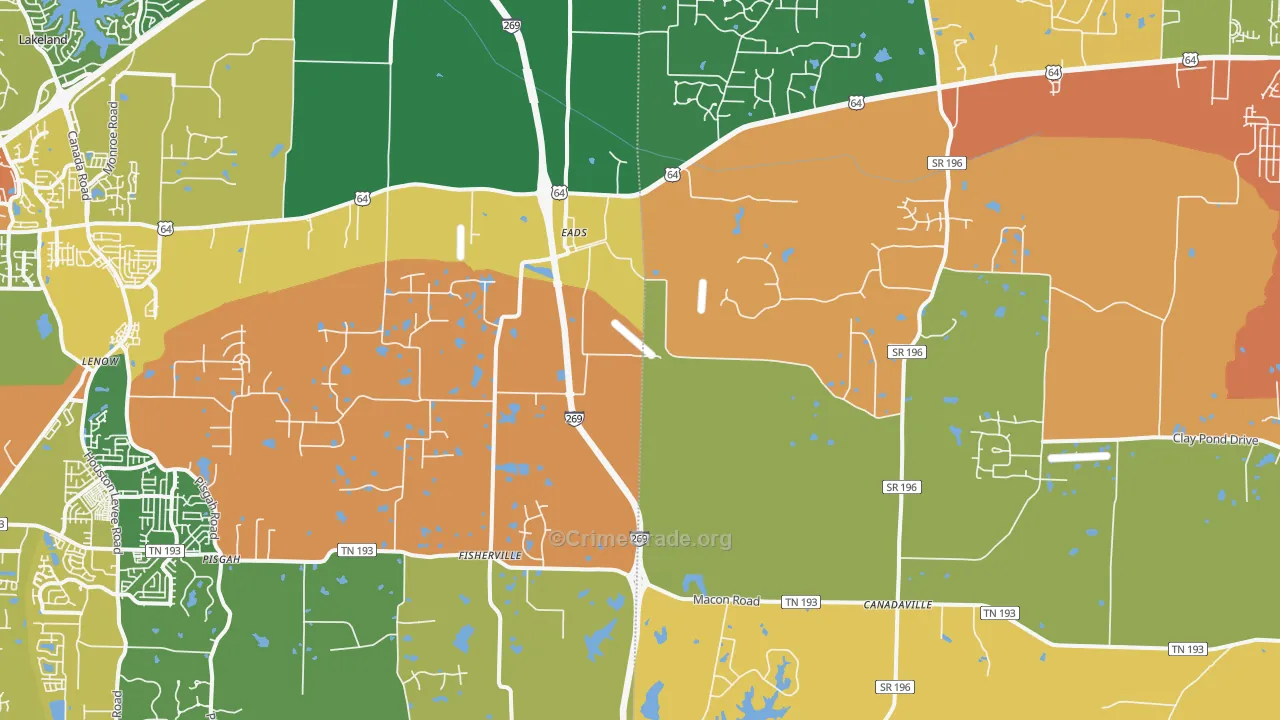 Eads, TN Map of Theft Rates