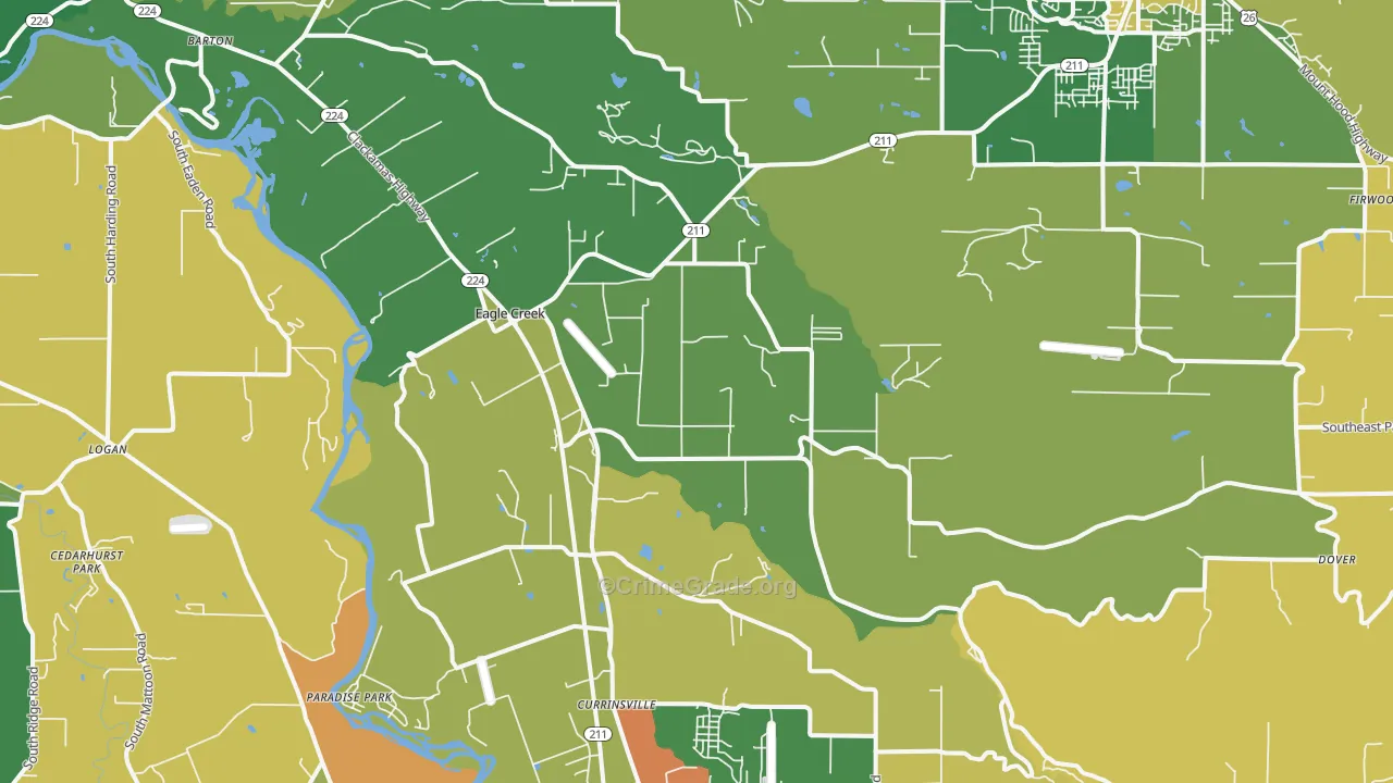 Eagle Creek, OR Map of Theft Rates